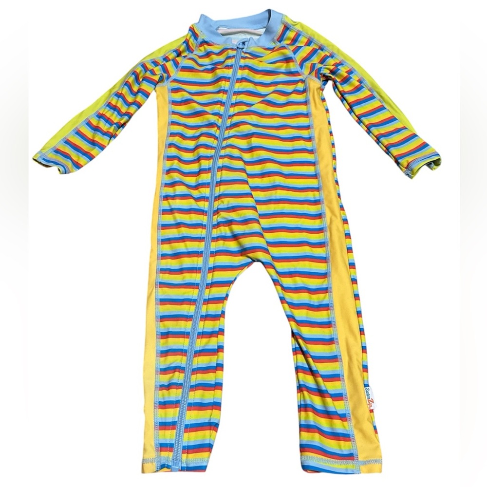SwimZip Kids Rainbow Stripe Rash Guard Sunsuit